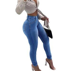 Women’s High Waisted Skinny Jeans Durable Stretch Denim Tummy Control